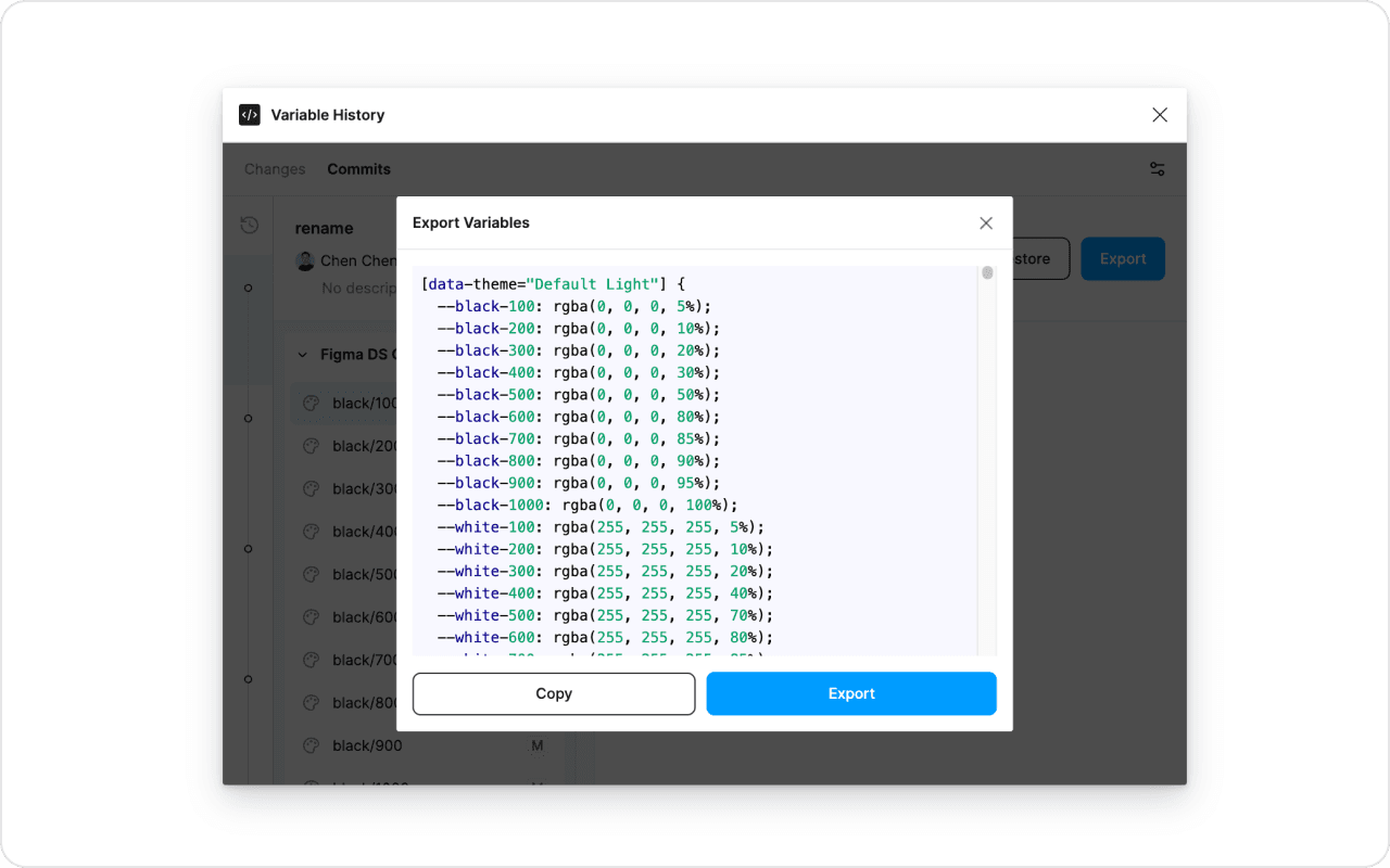 Export variables